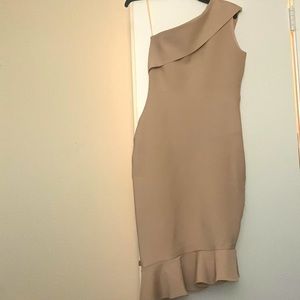 Nude One-Shoulder Dress
